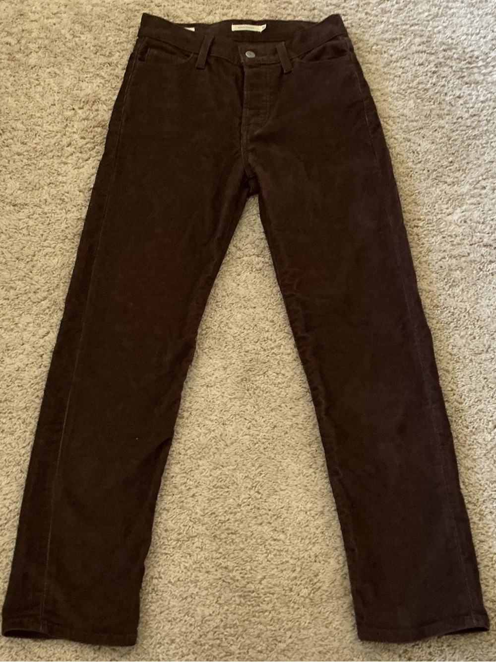 Levi's Women's Dark Brown Corduroy Straight Leg wedgie jeans